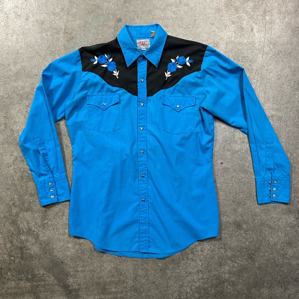 Vintage 90s Western Cowboy Rockabilly Pearl Snap Shirt Top